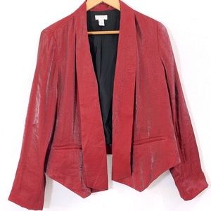 Chico’s Drape Front Red Jacket Size 1